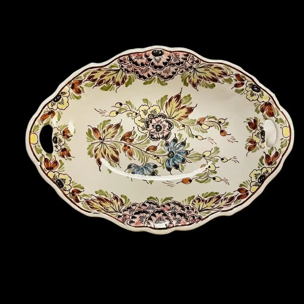 Vintage Polychroom Holland Hand Painted Dish Polychrome